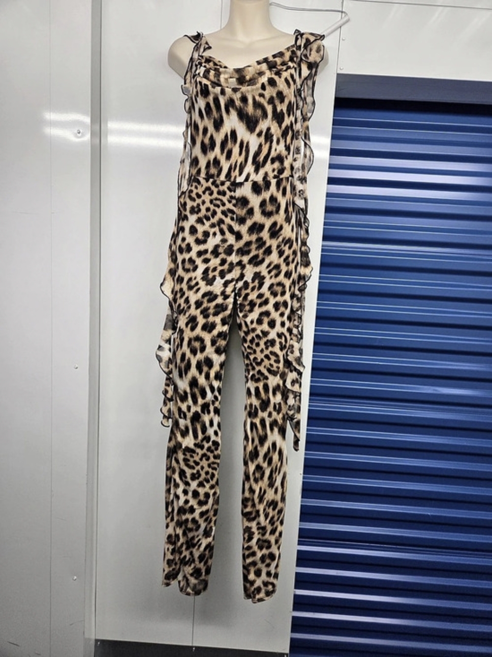 Leopard Print Ruffle Jumpsuit
